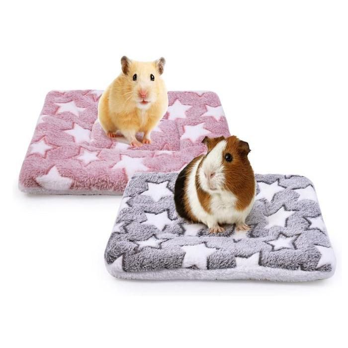 Meilleurs prix pour Lot de 2 tapis de lit pour petit animal Lit en polaire moelleuse pour lapin cochon Inde écureuil hamster (tai ACCESSOIRE DE CAGE
