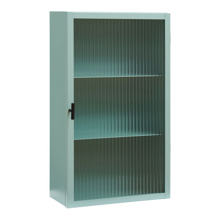 Armoire murale Zundert avec porte en verre strié 60 x 35 x 15 cm acier vert menthe