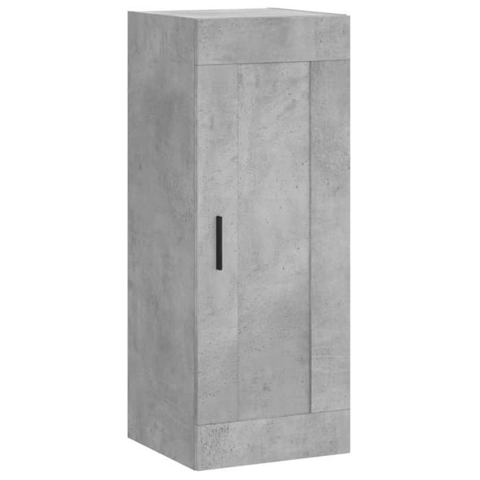 Armoire murale - JILL - Gris béton - 34 5x34x90 cm - Bois dingénierie - 3 compartiments - Poignée en aluminium