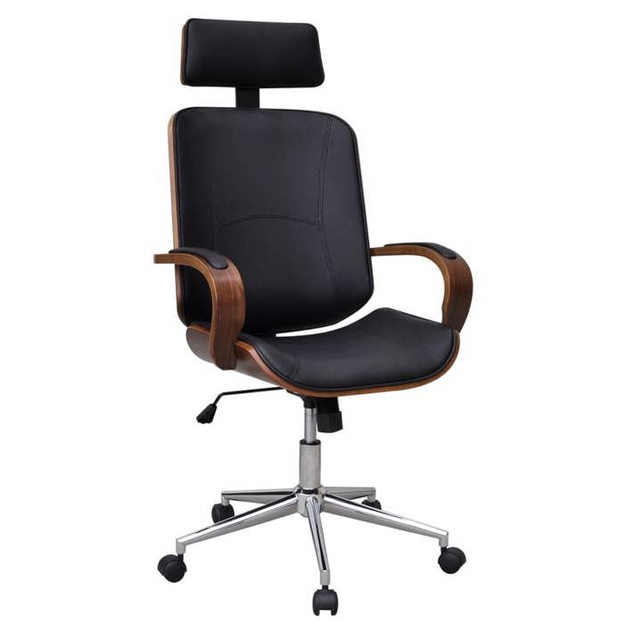 Chaise de bureau avec appuie-tête - Happiness - Bois cintré - Similicuir - 64x64x116-124 cm - Réglable en hauteur Chaise de bureau avec appuie-tête - Happiness - Bois cintré - Similicuir - 64x64x116-124 cm - Réglable en hauteur