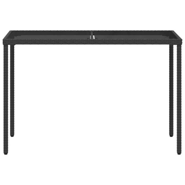 Black Friday Table à dîner de jardin BURKE 2/4 PERSONNES dessus en verre noir 115x54x74cm résine tressée TTT311
