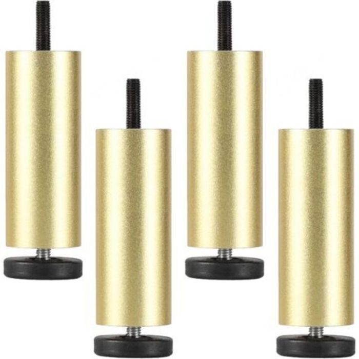 Pieds Armoire Dorés - 4pcs Or Brossé Pieds Réglables Aluminium - H12cm - Canapé Lit Table Meuble Design NORVYN
