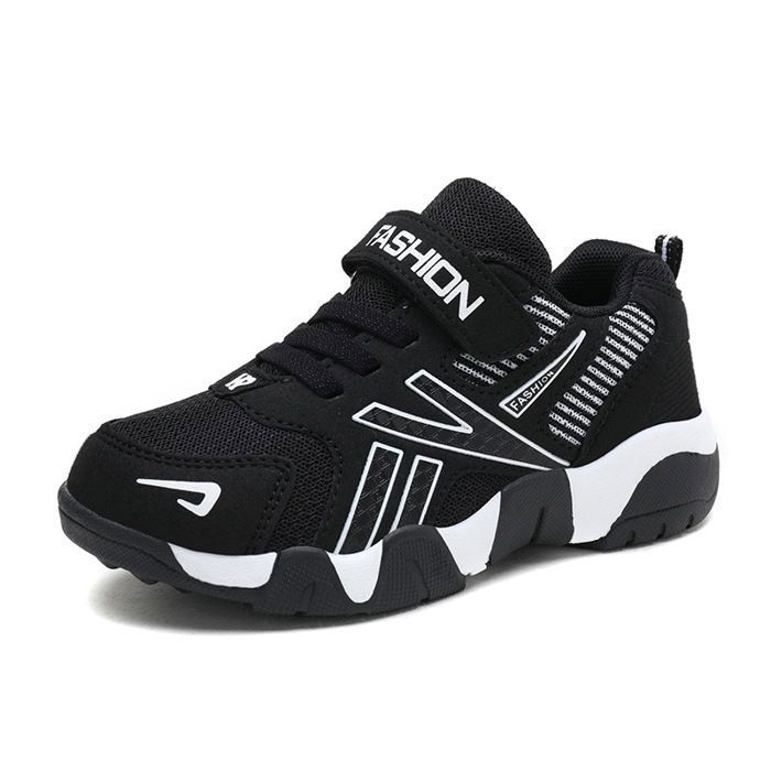 INSFITY Baskets Enfant Garçon Fille Chaussures Léger Respirant Confortable Antidérapant Pour Printemps et Automne - Noir blanc