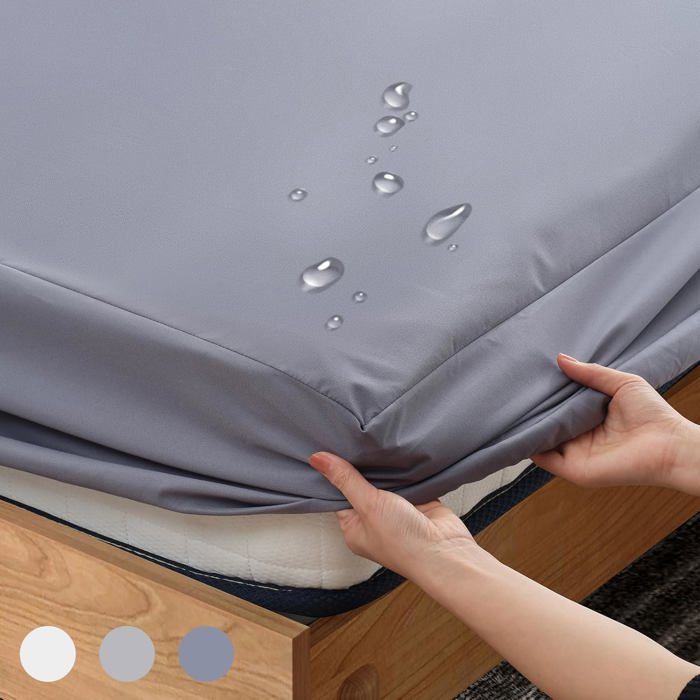 Protège Matelas Imperméable Anti-acariens 180x200 - Housse Élastique Gris Foncé