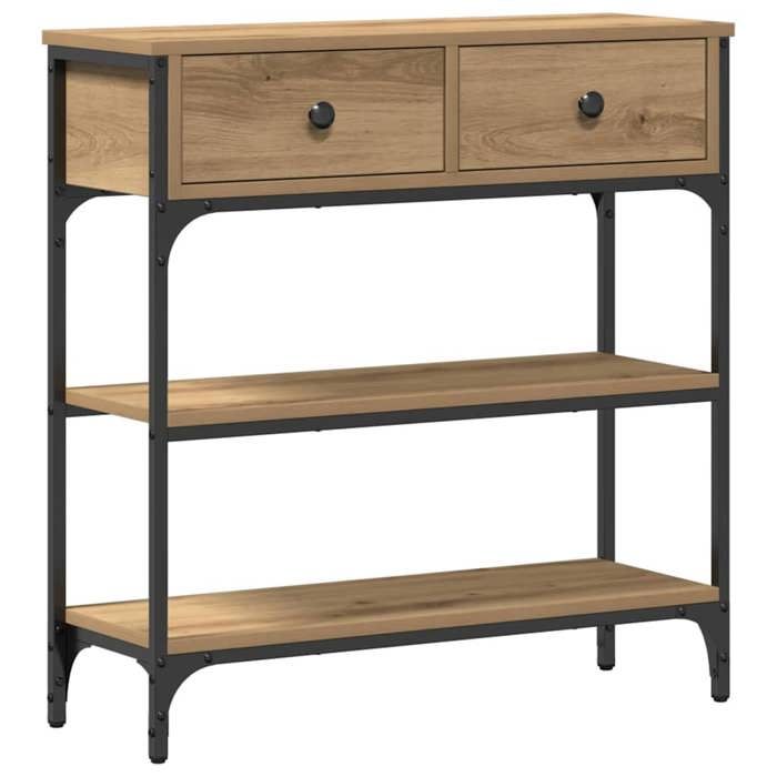 Marron Table console 1 PC - JMS - Cadre industriel - pour couloir - avec tiroir Chêne artisanal 72 5x25x75 cm T19387