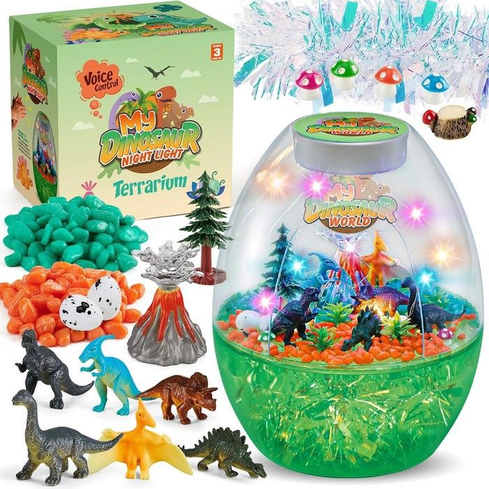 Veilleuse Dinosaure DIY Merrymint Kit créatif éducatif enfant 6-10 ans avec 6 figurines volcan et éclairage tactile ou sonore