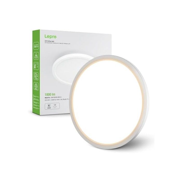 Plafonnier LED 18W Luminaire Plafonnier Étanche IP44 3000K 1800LM Angle de Faisceau 115 ° Non Blanc Chaud 18W-1pcs 18W-1 AMPOULE