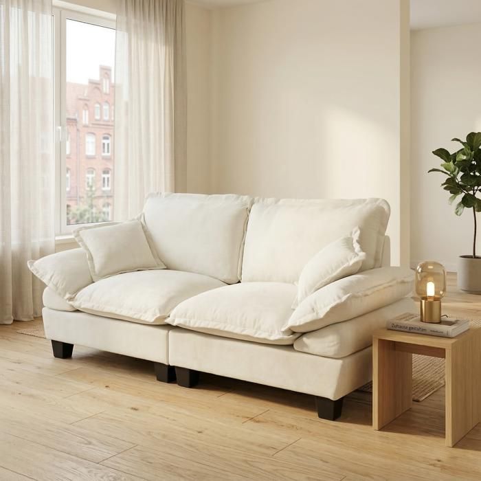 CANAPÉ - MINIMAL - Design inspiré des voiliers - 2 places - velours côtelé beige - modulaire pour petits espaces CANAPÉ - MINIMAL - Design inspiré des voiliers - 2 places - velours côtelé beige - modulaire pour petits espaces