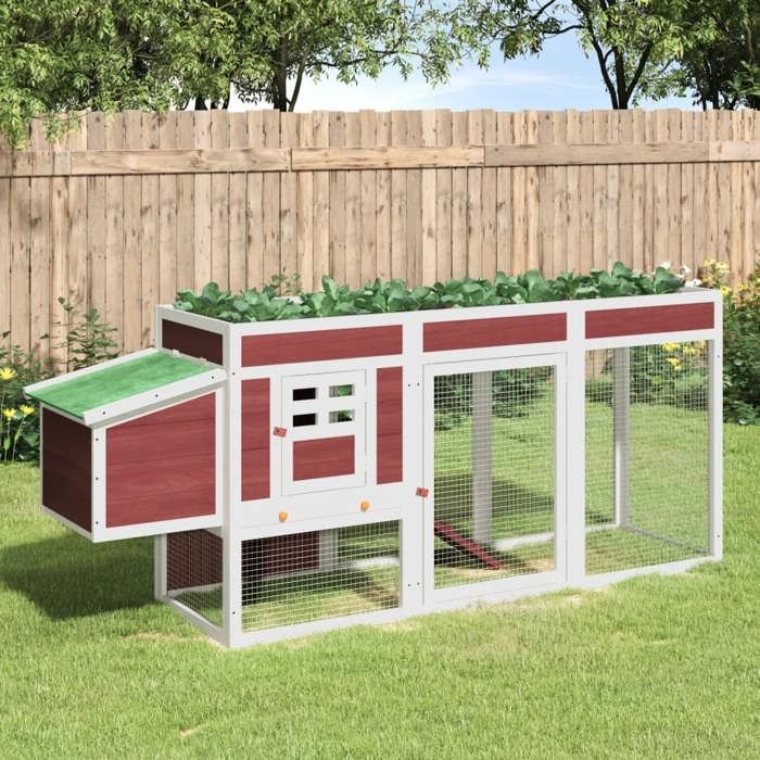 Poulailler Moka - vidaXL - bois de pin massif - blanc - 204 x 50 x 84 cm@bfg90d Poulailler Moka - vidaXL - bois de pin massif - blanc - 204 x 50 x 84 cm@bfg90d