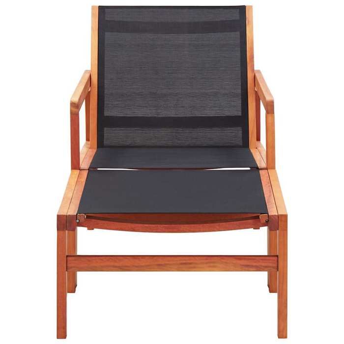 Chaise de jardin Résistants UV(1 pc) - confortables et design - et repose-pied Eucalyptus solide et textilène(60 x 835 x 775 cm) f