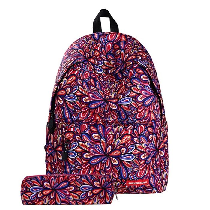 XJYDNCG 2Pcs Cartable Fille Primaire Sac à Dos Enfant Pratique Sac Scolaire Motif Floral Coloré - Rouge