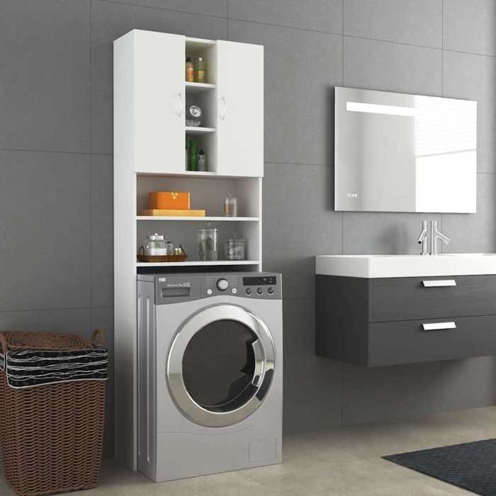 Meuble pour machine à laver Blanc 64x25 5x190 cm - Cadre durable - design élégant(6215)