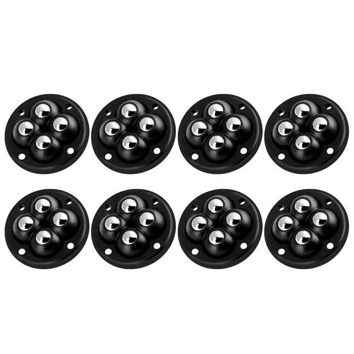 Lot de 8 mini roulettes pivotantes autocollantes Longziming plastique/acier noires