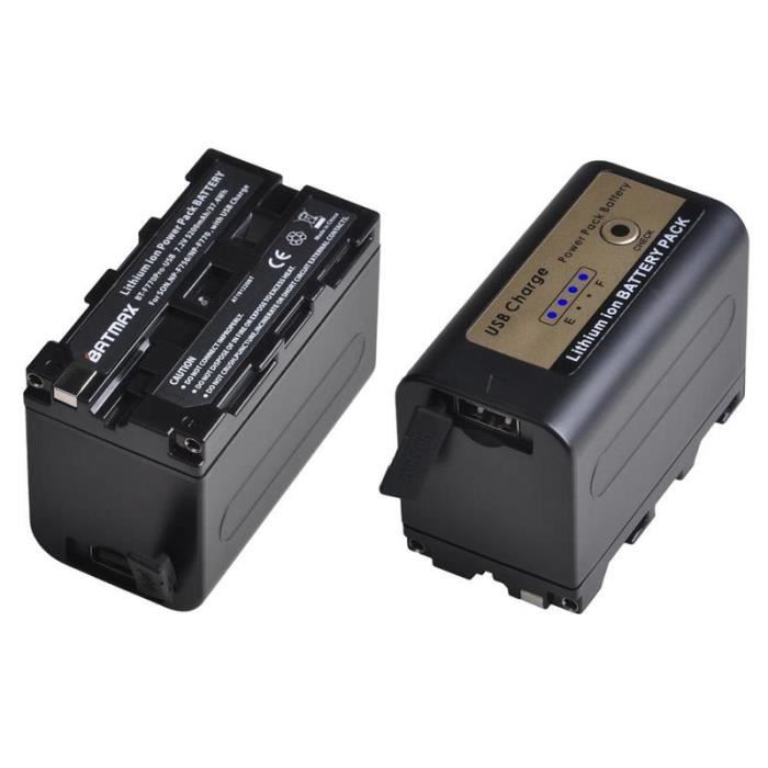 Blumax 4 Batterie NP-F750 (4000 MAh) + Caricatore Rapido LCD 4 Canali Per Sony, Luci LED E Monitor