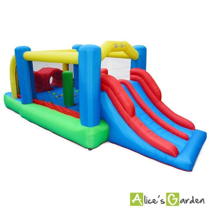 Château gonflable Fontainebleau 5,6m toboggans gonflables, tunnels