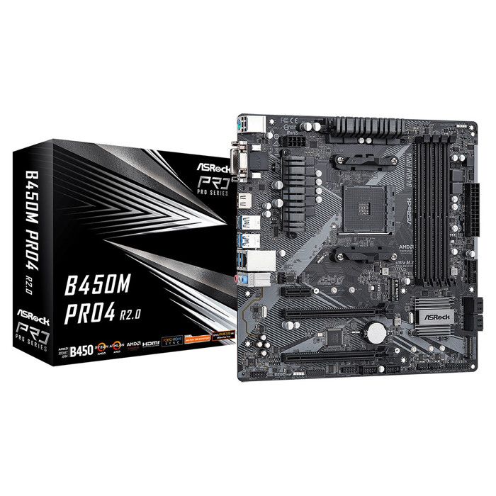 Carte Mère – ASROCK – B450M PRO4 R2.0 – Micro ATX – Socket AM4 – AMD B450