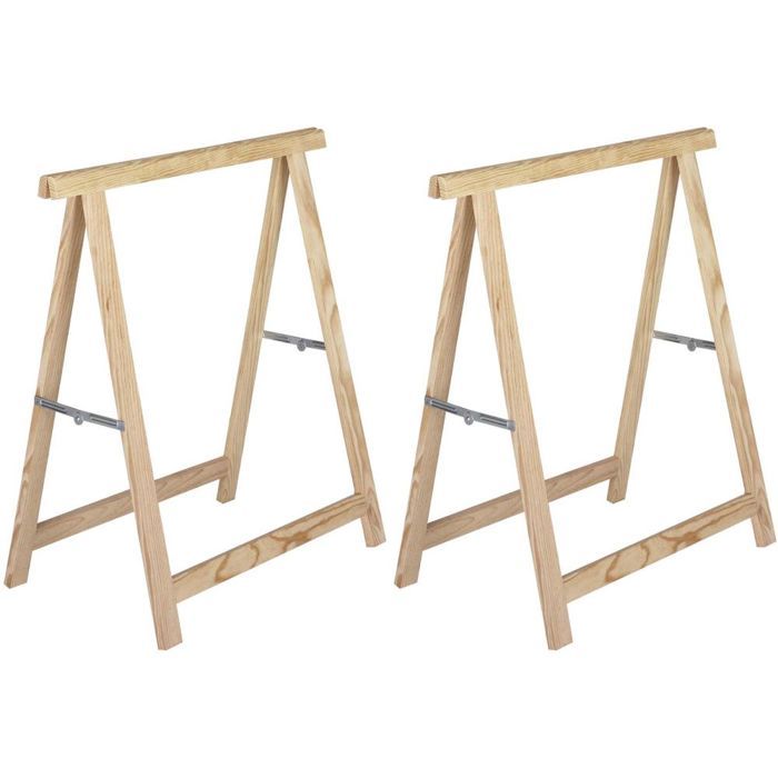 Lot de 2 Tréteaux en pin pliables - ASTIGARRAGA KIT LINE - 73,5 x 40 x 74 cm - 400 kg