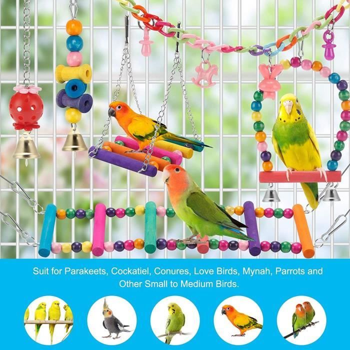 Jouet à Mâcher En Bois Pour Perroquets - Perchoir Balançoire - Pour Cage Oiseaux