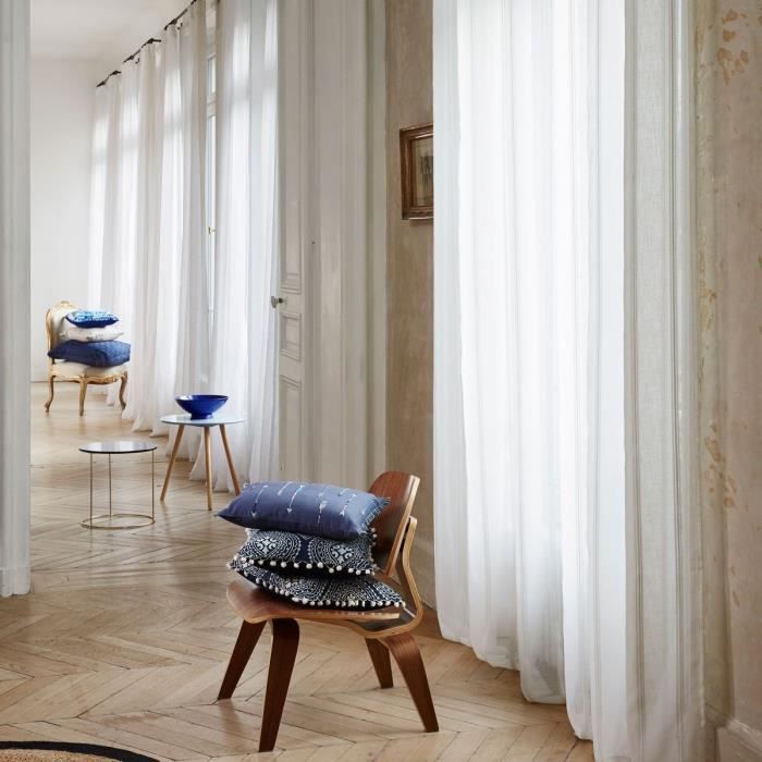 Lot De 2 Rideaux Voilages Deconovo 140x240cm Blanc - Oeillets Métal Intimité Lumière
