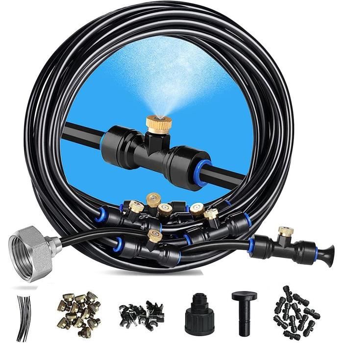 Kit Brumisation Extérieur CESFONJER | 5 M Tuyau + 10 Buses | Pour Terrasse, Jardin, Serre | Noir