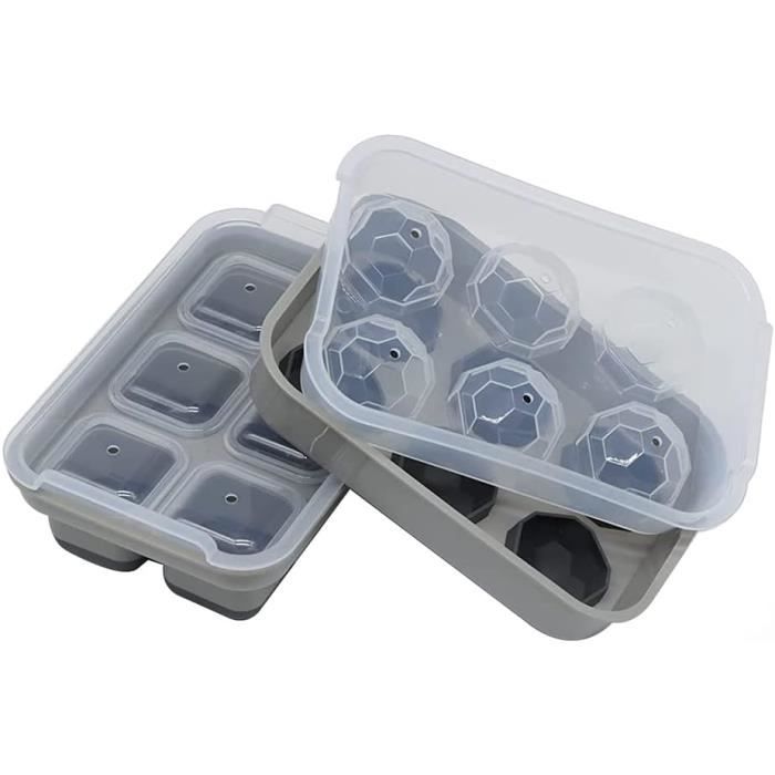 Bacs à Glaçons En Silicone Avec Couvercle (Lot De 2) - 37 Glaçons Carrés Par Bac, Empilables - 9