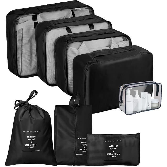 Organisateur Valise Packing Cubes, Lot de 8 Organisateur de Voyage  Rangement Valise Léger Set de Organiseurs de Bagage pour Vo[330]