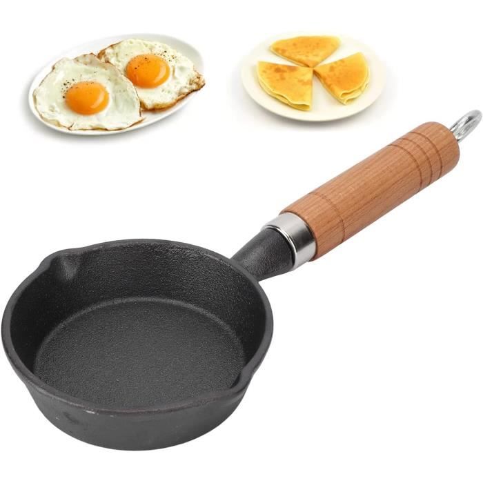 Poêle en fonte de 26 cm avec poignée en bois dévissable - Poêle à steak - Convient pour barbecue à gaz, four, foyer, tous types de plaques dont induction Poêle en fonte de 26 cm avec poignée en bois dévissable - Poêle à steak - Convient pour barbecue à gaz, four, foyer, tous types de plaques dont induction