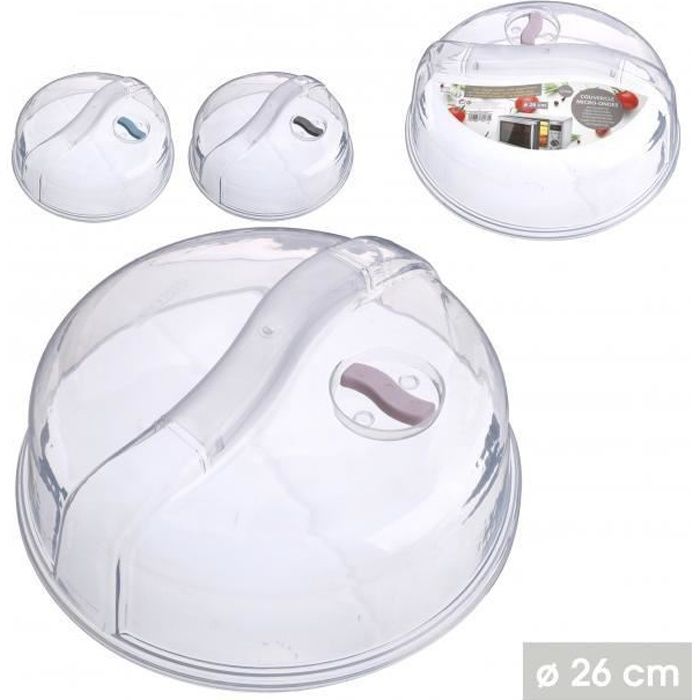 Empilable Diam/ètre : 26,5 cm Hauteur : 6 cm En plastique heyChef Cloche pour micro-ondes avec trou de pr/éhension Cloche de nourriture Autres couvercles au choix