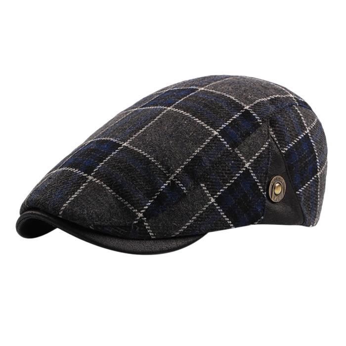 Printemps été chapeau coton Vintage Plaid béret hommes