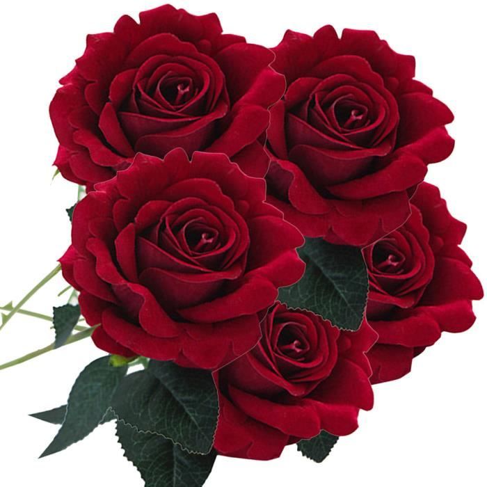 5 Pcs Soie Artificielle Faux Fleurs Rose Fleur Bouquet De Mariage Décor À  La Maison WTX70317482D - Cdiscount Maison