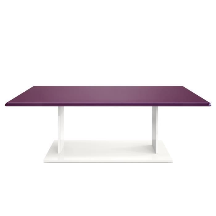 vladon table de salon table basse mono en blanc avec plateau de dessus en mûre haute brillance.