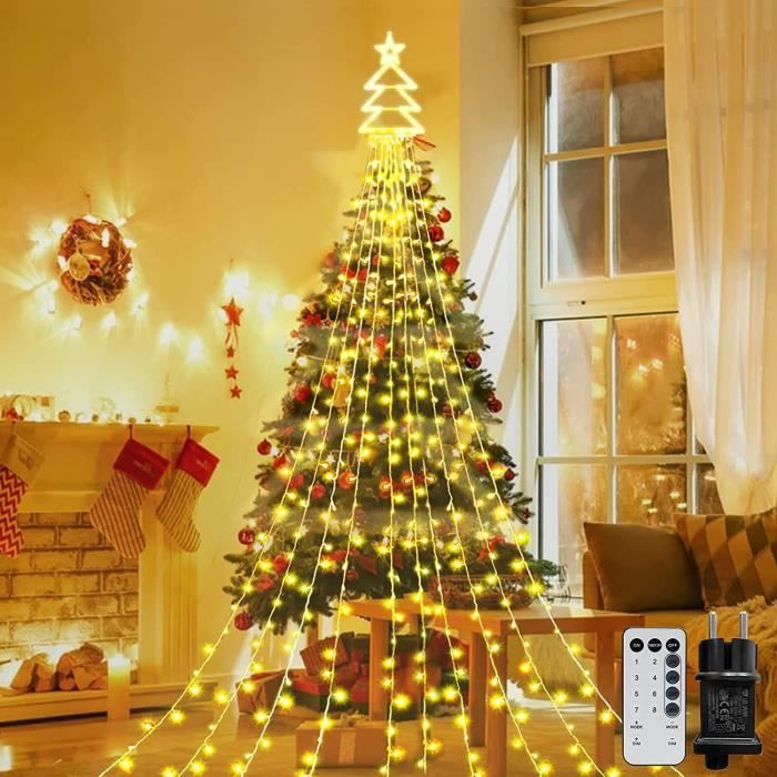 Guirlande Lumineuse Sapin de Noël Avec Etoile,400 LED Guirlandes