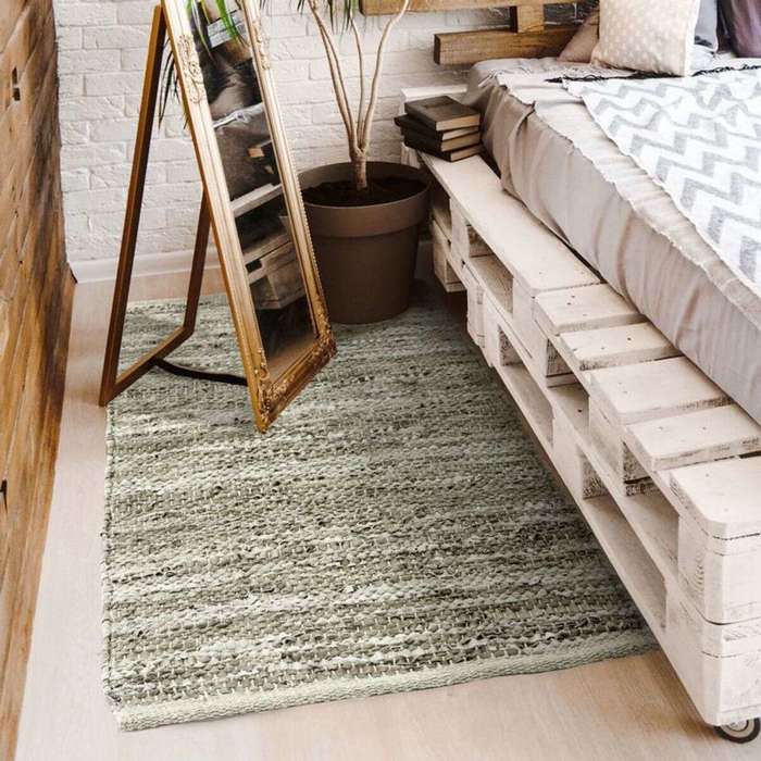 Tapis en cuir tressé beige naturel 120x170