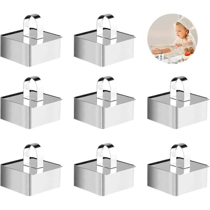 Cercle a Patisserie, 8 Pièces Carré Tartelette avec Poussoir Emporte