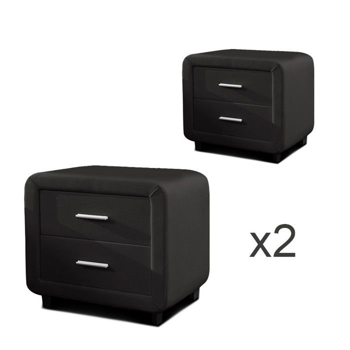 Table chevet design ZEST Lot de 2 noir