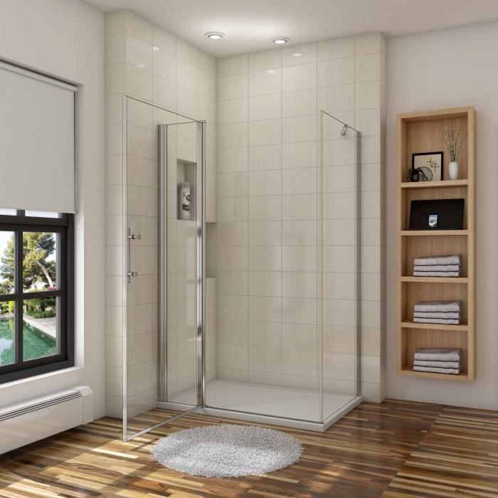SIRHONA Porte de douche pivotante paroi de douche extensible cabine de  douche