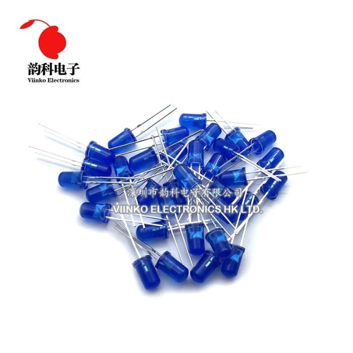 Diode électroluminescente bleue, bleu, 5MM, 100 pièces [34BC3B8
