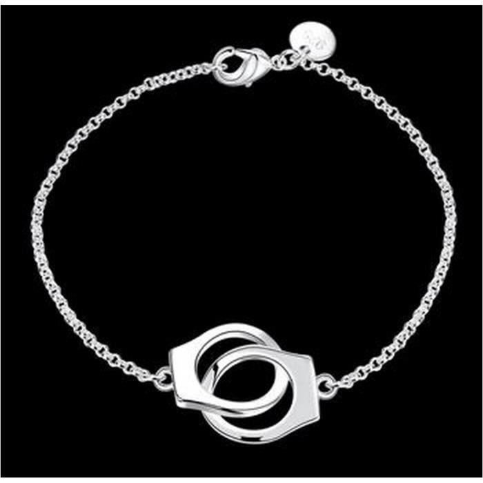 2 20,5 CM BRACELET HOMME MENOTTE EN Blanc ET ACIER BRILLANT