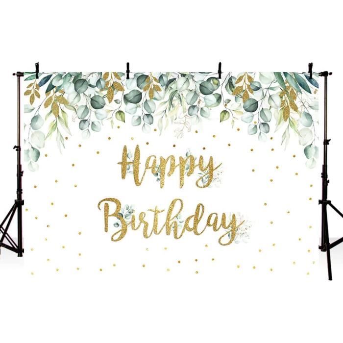 Toile De Fond Photo Ronde - Motif Feuilles Vertes Nature - Pour Anniversaire, Mariage, Décoration - Polyester