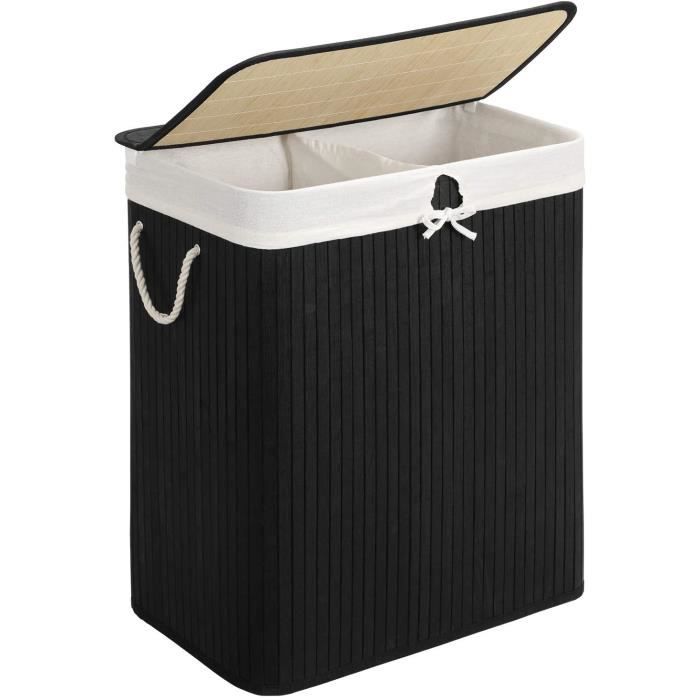 Petit Panier De Rangement En Coton Tressé LDXDRU - 28 X 20 Cm, Poignées, Noir, Multifonction