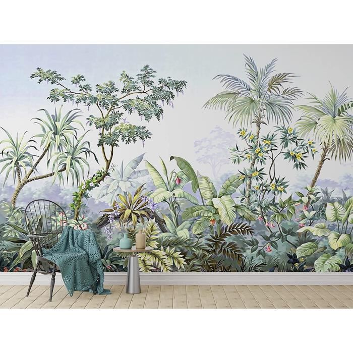Papier Peint Panoramique jungle Soie, 355 x 250 cm Tropical Rainforest ...