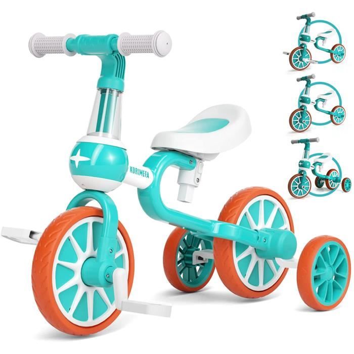 Kinderkraft JAZZ – Tricycle évolutif 4 En 1 (9 Mois à 3 Ans / Jusqu'à 25 Kg) – Pliable, Poignée Parentale, Arceau, Capote, Harnais – Gris