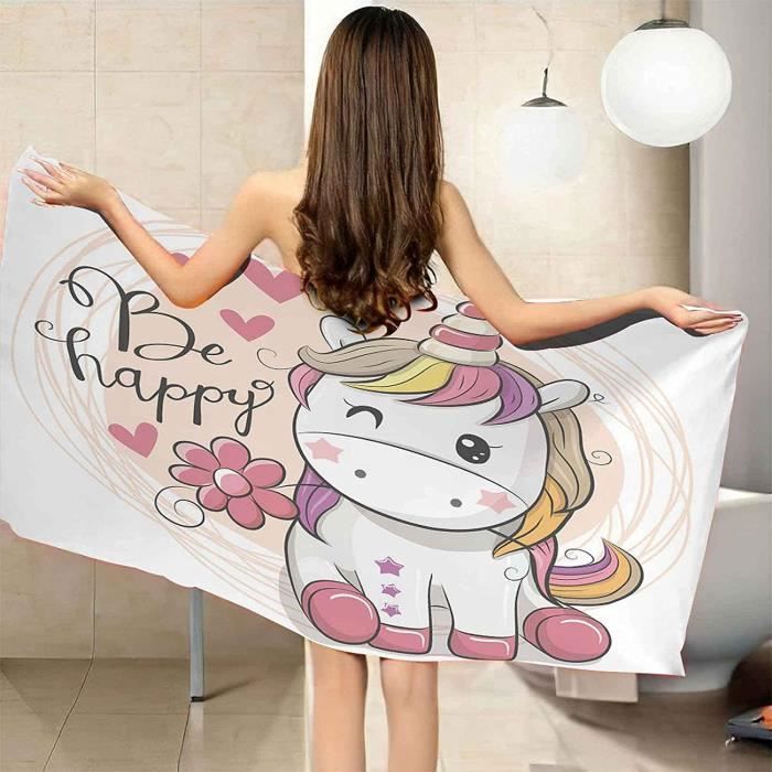 Serviette De Plage Imprimé Cheval - 70x140cm - Coton - Pour Piscine/Plage - Originale