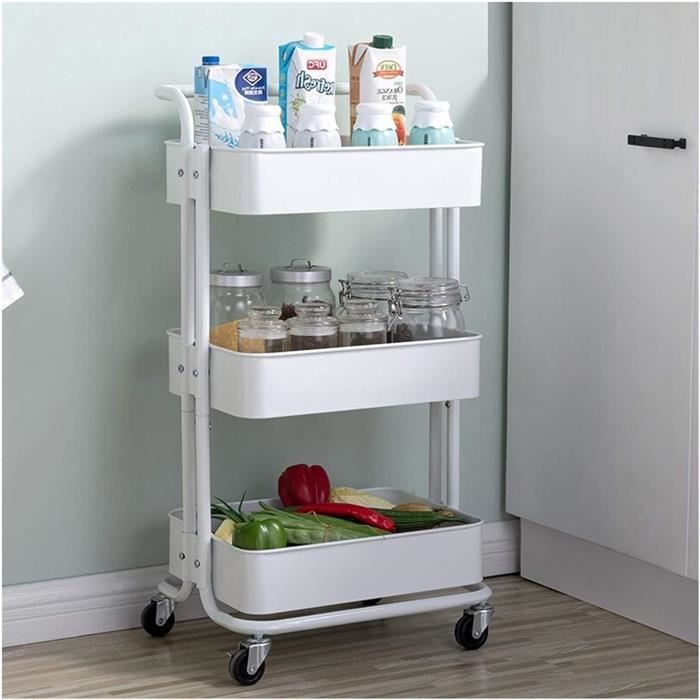 Chariot De Service Roulant 3 Niveaux MAHANCRIS - Avec Porte-Verres Et Porte-Bouteilles, 63x28x85 Cm, Marron