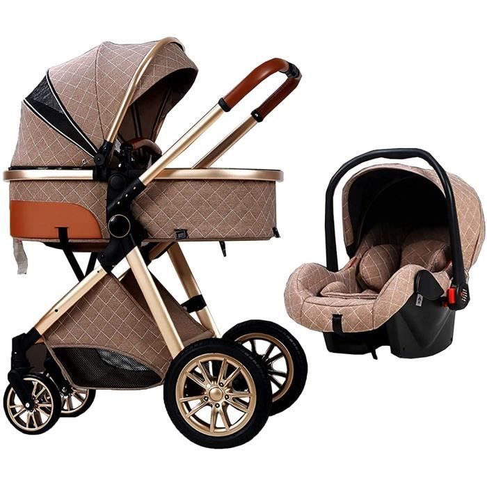 Poussette landau 3 en 1 pliable de luxe pour bébé fille, poussette bébé  réglable, ressorts anti-chocs, poussette pour nouveau-né et enfant (couleur  : rose) : : Bébé et Puériculture