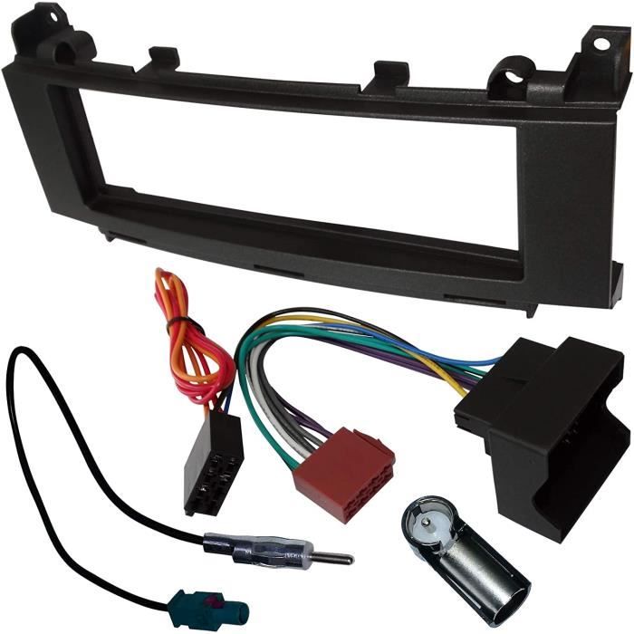 CarAV 11 040 25 7 Kit d'installation de façade d'autoradio 1 DIN pour VW New Beetle de 1997 2010 câble adaptateur ISO et antenne