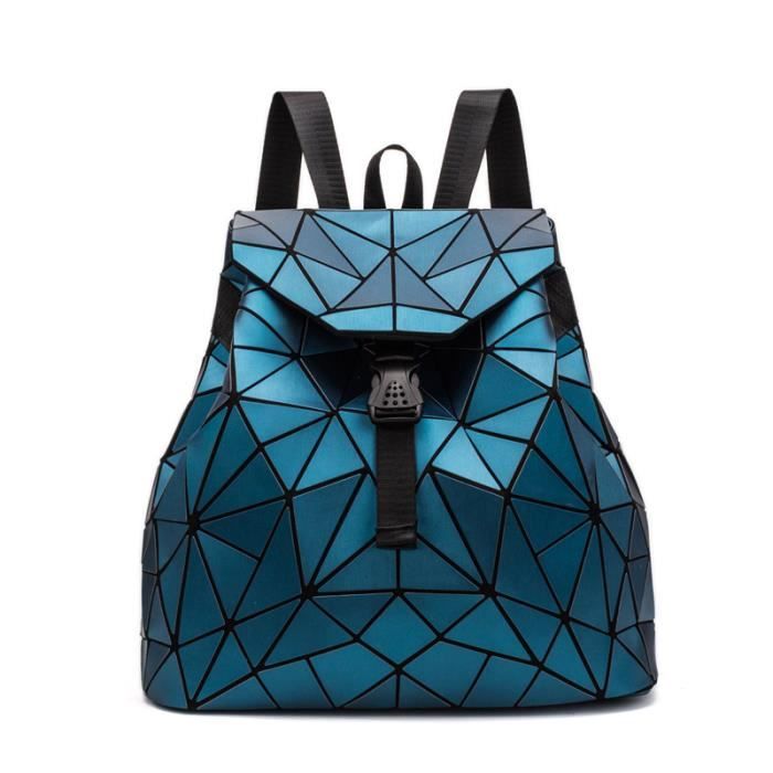 MARBER Sac À Dos Lumineux Géométrique Pour Femme – Motif Rhombic Night Glowing Coloré, PVC Imperméable, Style Tendance