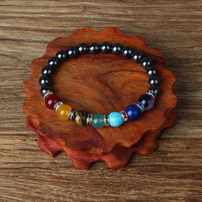 Bracelet 7 Chakras 4mm - Bijoux Pierres Naturelles | Lithothérapie - Authentiques Minéraux