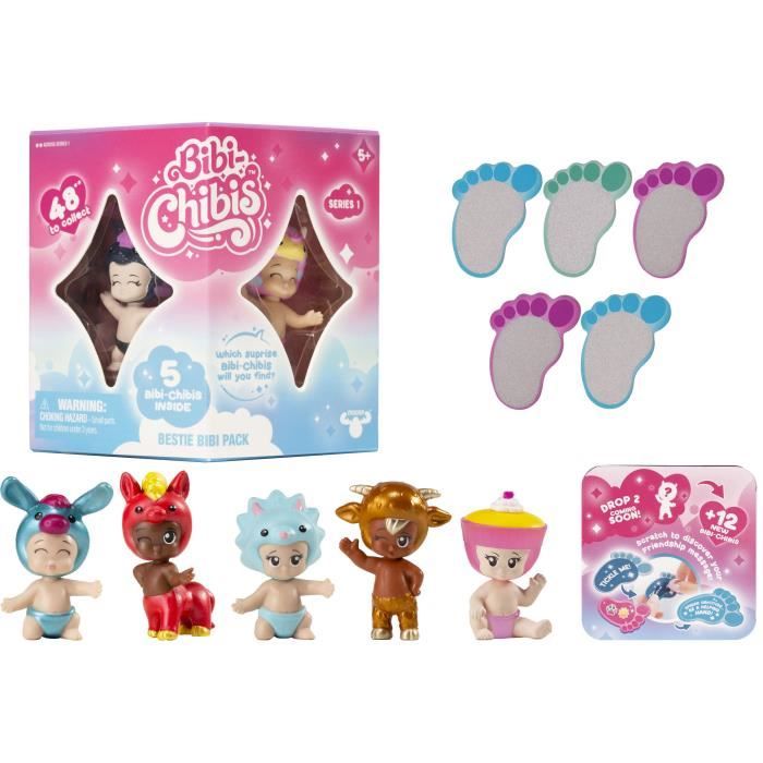 Bandai Bibi Chibis Pack de 5 Modèle Aléatoire Mini Figurines bébé à Collectionner 5 Figurines Chibi Dont 3 Mystères Pack Surprise édition limitée Jouet Enfant et + ELB93407
