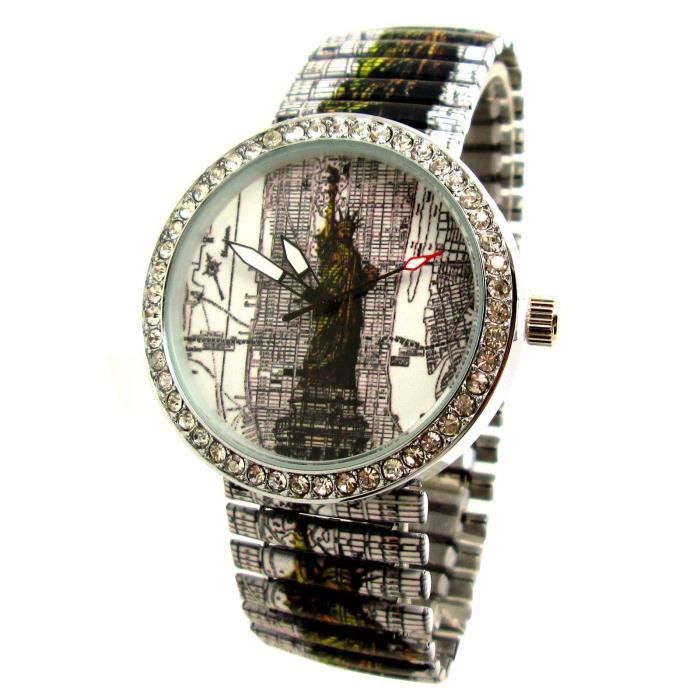 Montre Bracelet Femme Avec Strass - Cadran Argenté - Occasion
